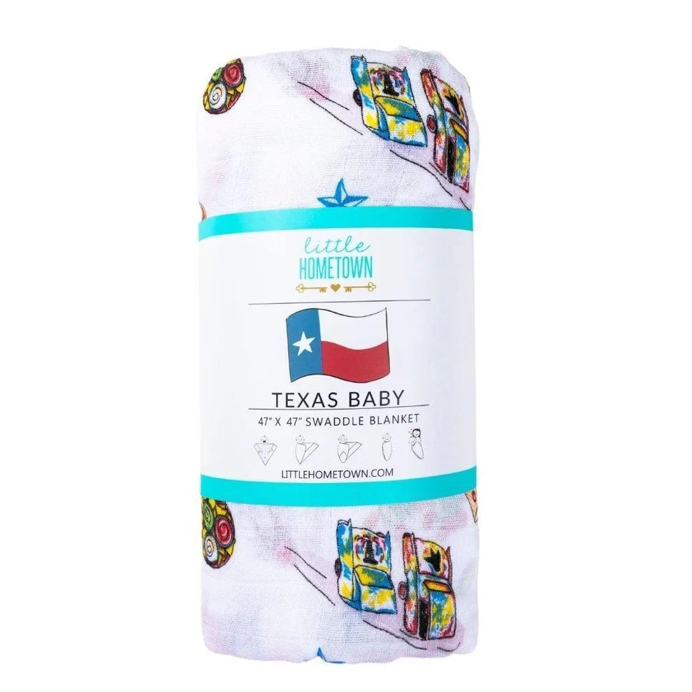 Texas Baby Gift Set: Muslin Swaddle & Bib | Organic Cotton