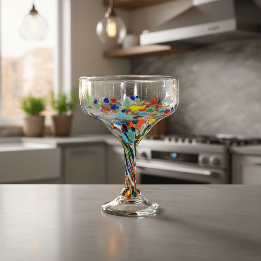 Confetti Hand-Blown Margarita Glass | Mexican Artisan Barware