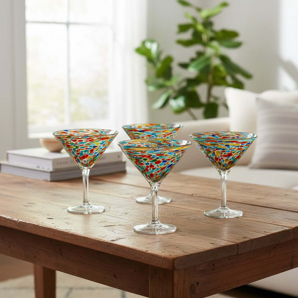 Confetti Pebbled Martini Glass | Hand-Blown Mexican Barware