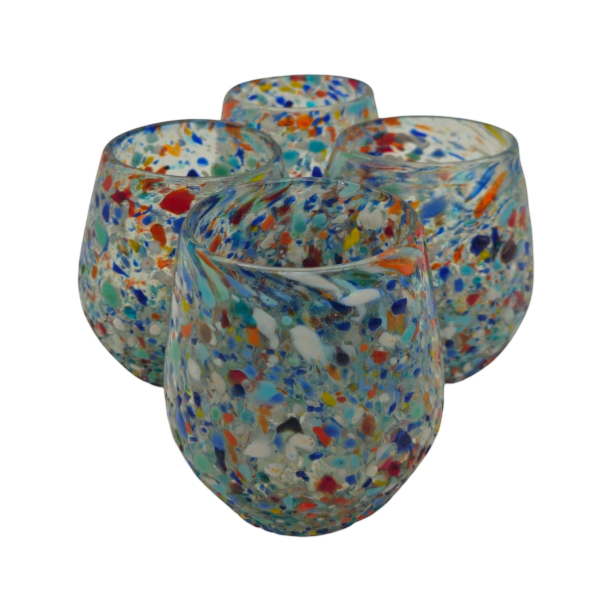 Handblown XL Stemless Wine Glass | Confetti Pebble Pattern