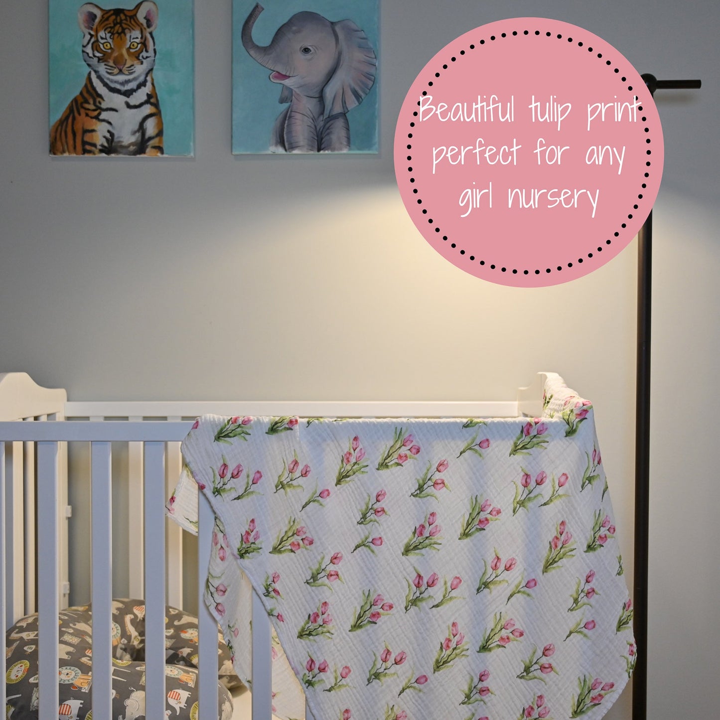 Tulip Garden Baby Muslin Swaddle Blanket