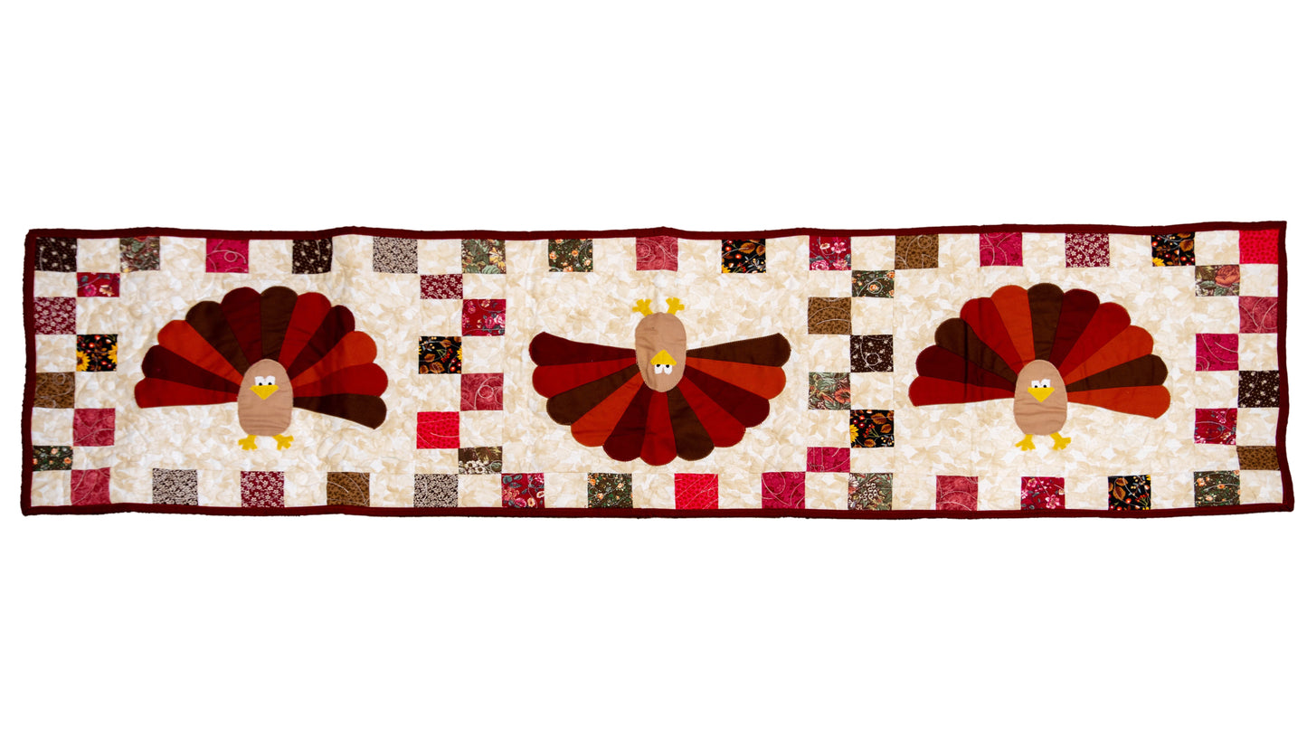 Turkey Thanksgiving Quilted Table Runner Precut Quilt Kit W/ Backing
