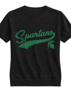 Michigan State Spartans Script Black Short Sleeve Sweater