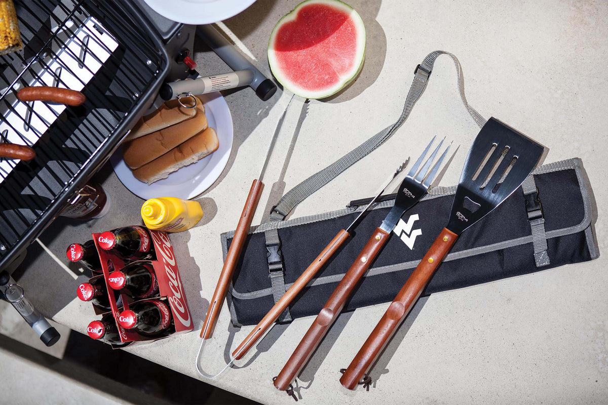 West Virginia Mountaineers - 3-Piece BBQ Tote & Grill Set