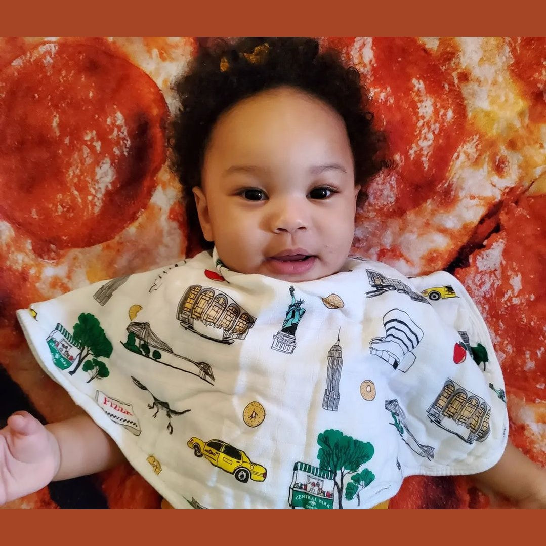 New York City Baby Gift Set: Muslin Swaddle & Bib | Organic Cotton