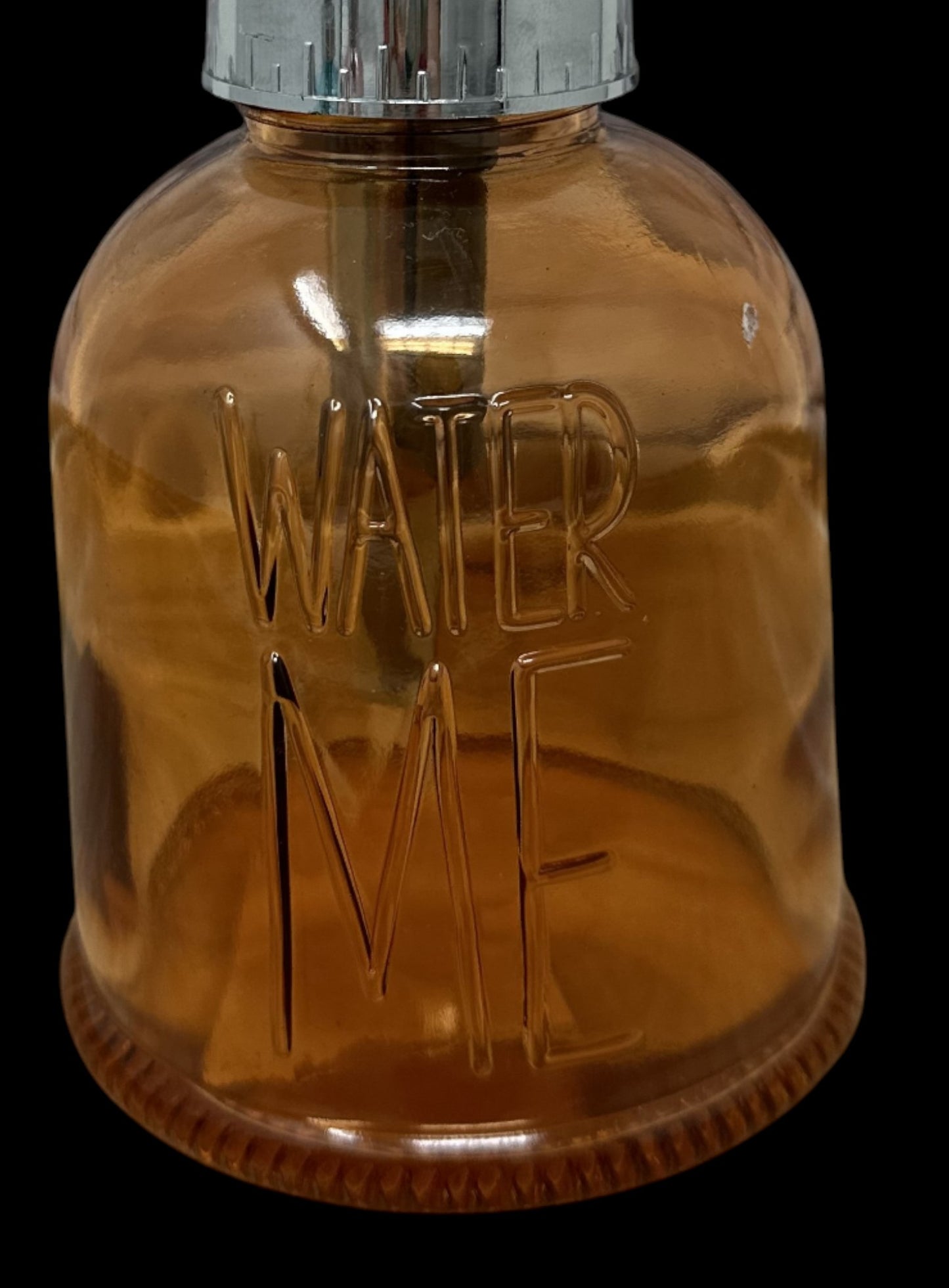"WATER ME" Orange Colored Glass Garden Water Mister