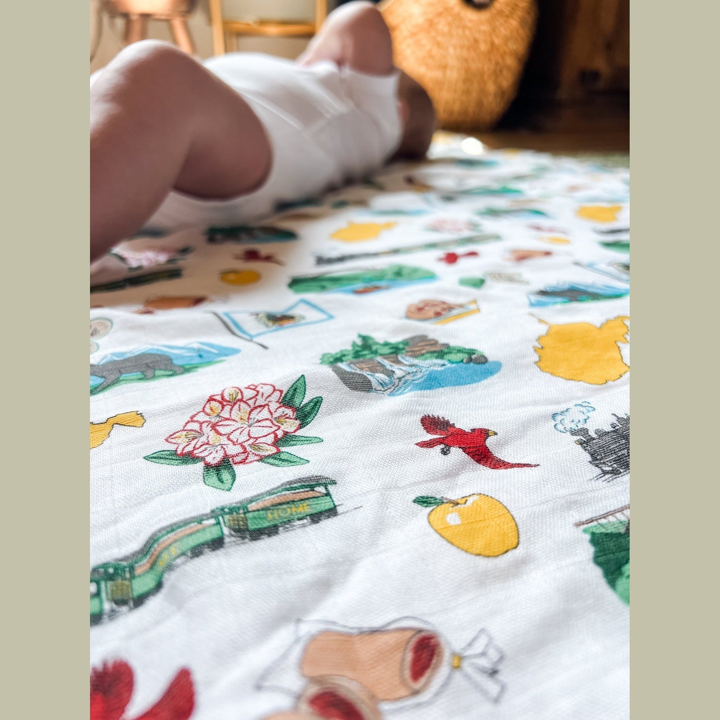 West Virginia Newborn Gift Set: Muslin Swaddle & Bib
