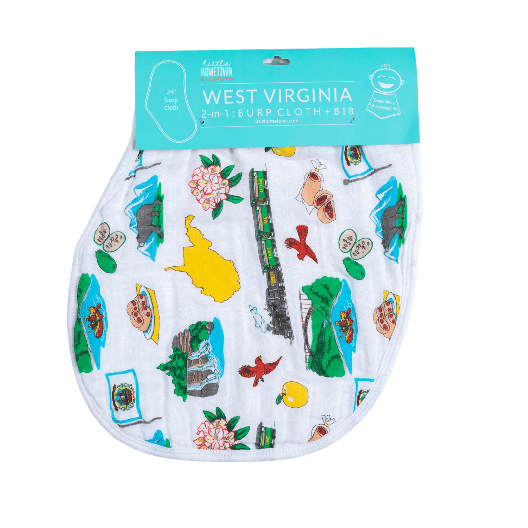 West Virginia Newborn Gift Set: Muslin Swaddle & Bib