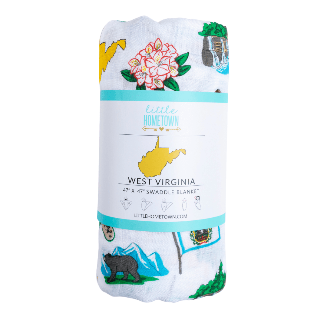 West Virginia Newborn Gift Set: Muslin Swaddle & Bib