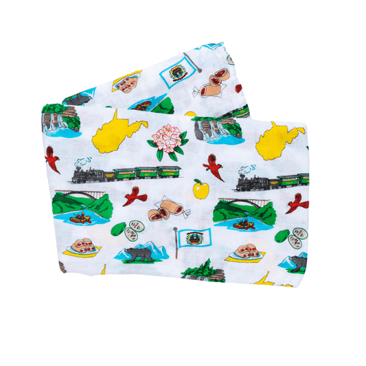West Virginia Newborn Gift Set: Muslin Swaddle & Bib