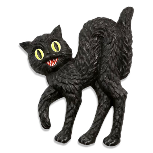Retro Halloween Paper Mache Black Cat Wall Decor