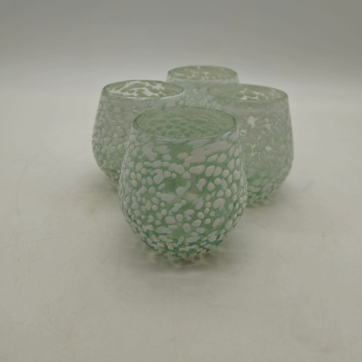 White Pebbled Wine Glass | Hand-Blown Mexican Stemless Glassware