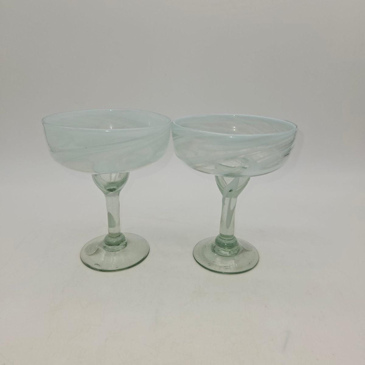 White Swirl Margarita Glass | Hand-Blown Mexican Barware