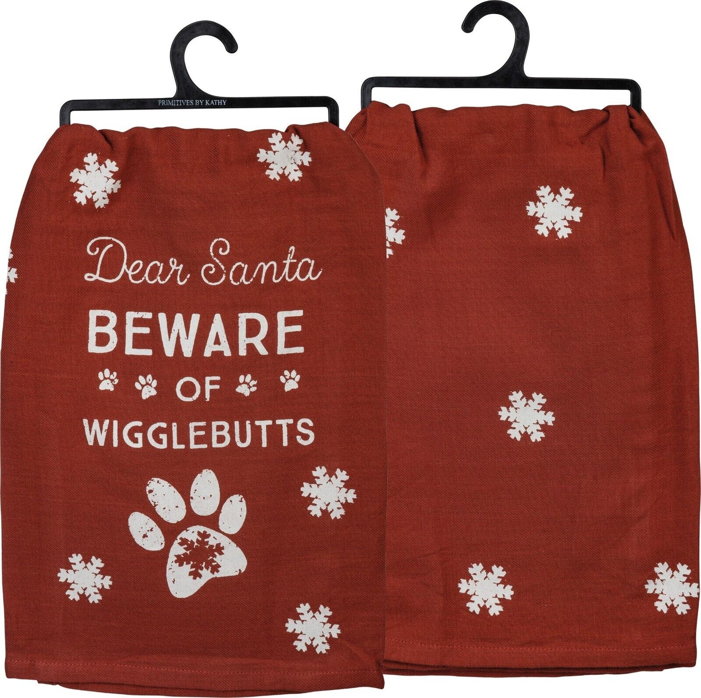 "Dear Santa - Beware Of Wigglebutts" Tea Towel