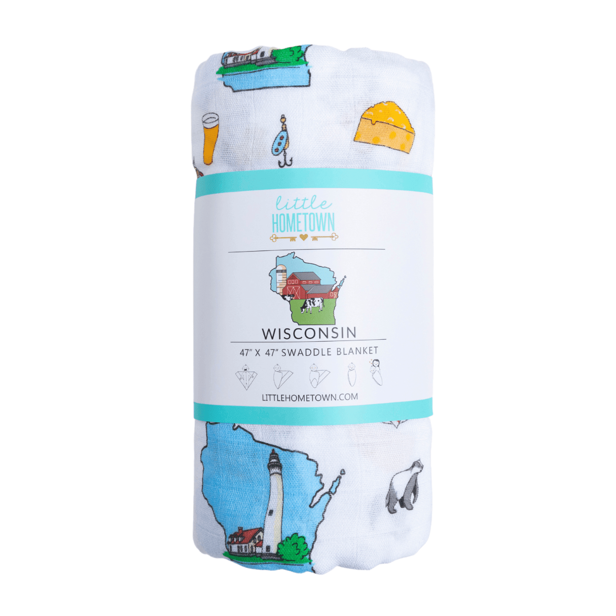 Wisconsin Newborn Gift Set: Muslin Swaddle & Bib | Organic Cotton