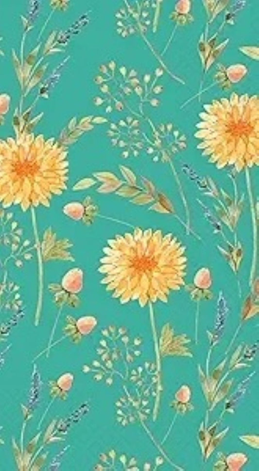 Yellow Floral Garden Guest Decoupage Napkins – Blue and Pink Wildflowers Paper Napkins, Set of 2