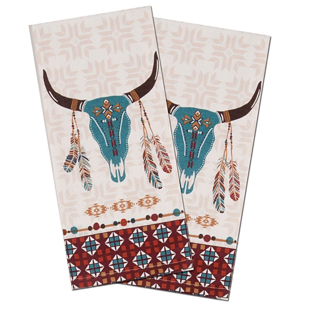 Southwest at Heart Western Cattle Skull Kitchen Towels