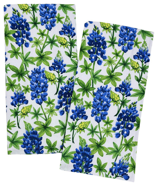 Texas Bluebonnets Kitchen Towels, Set of 2 Bluebonnets Dish Towels