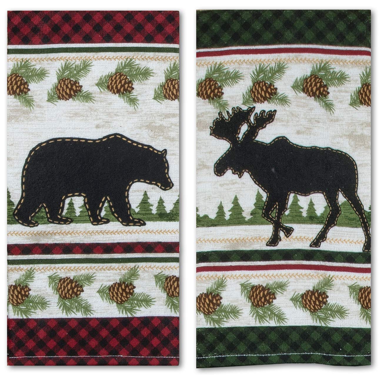 Woodland Moose and Bear Kitchen Terry Towel 2-pc Set