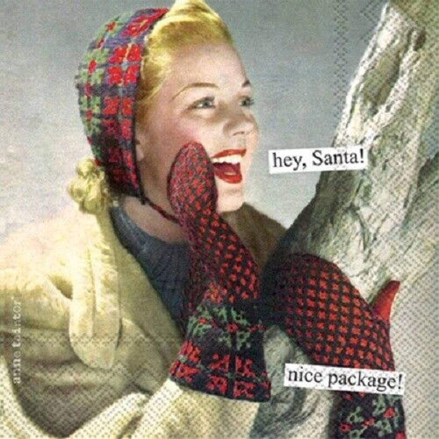 Hey Santa Nice Package! Retro Cocktail Napkins